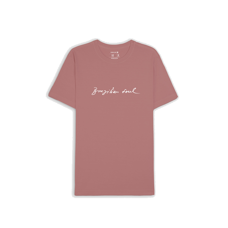 Camiseta Osklen Slim Stone Brazilian Soul Rosa Goiaba