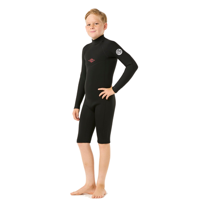 Rip Curl Short John Juvenil Dawn Patrol Manga Longa 2mm Back Zip Black