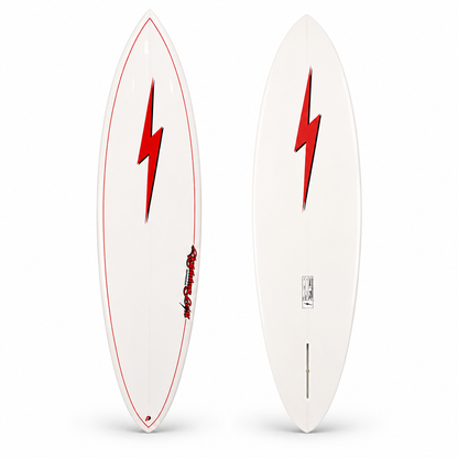 Prancha Lightning Bolt Pipeliner Mid Length PU - Branca/Vermelha