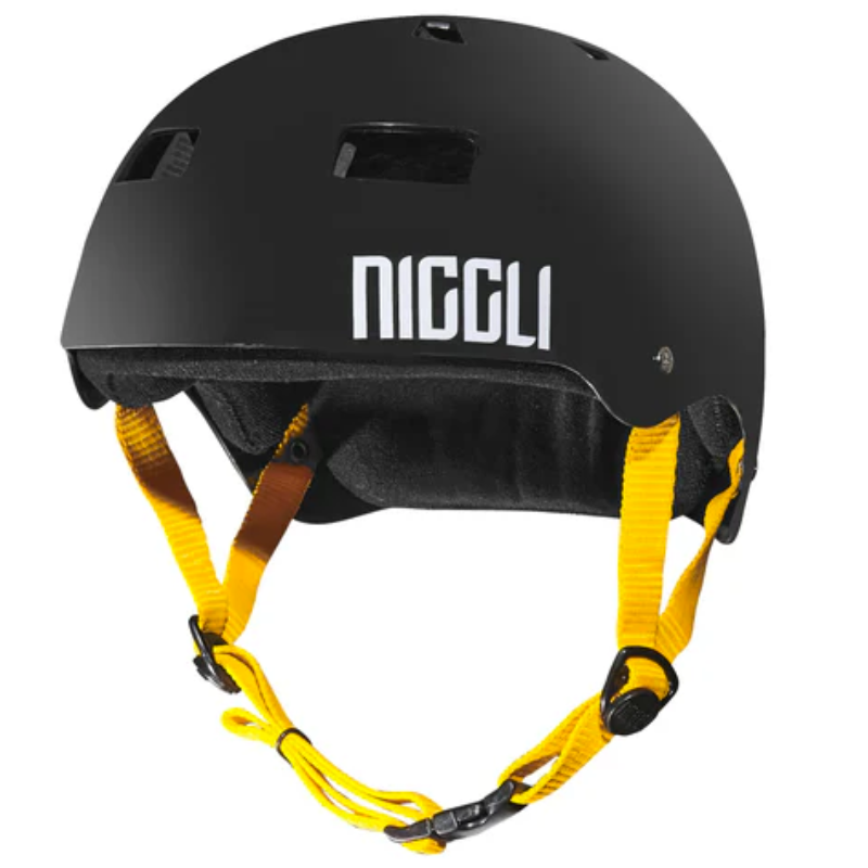 Capacete Niggli Pro - Preto Fosco Fita Amarela