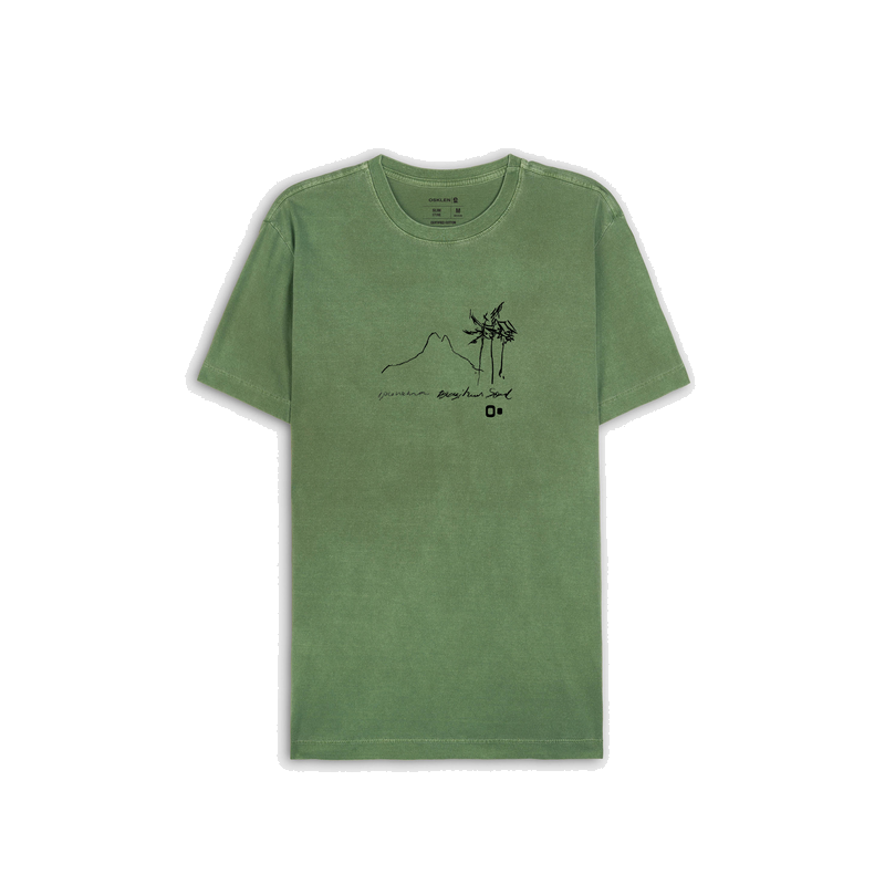 Camiseta Osklen Slim Stone Morro Coqueiro Traço Verde Alga