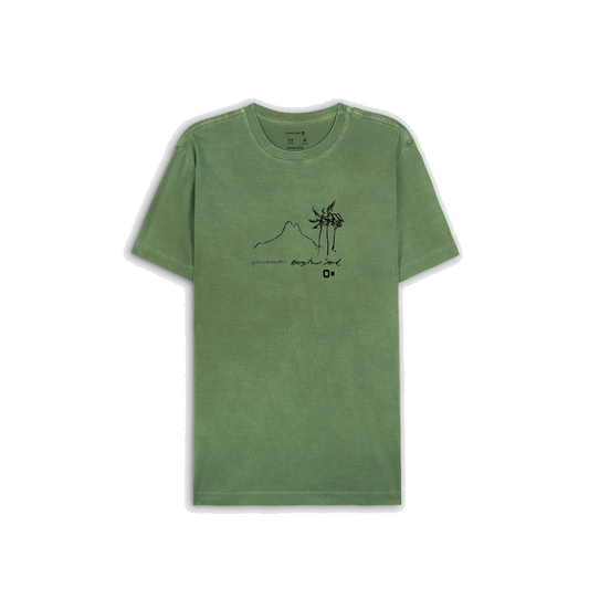 Camiseta Osklen Slim Stone Morro Coqueiro Traço Verde Alga
