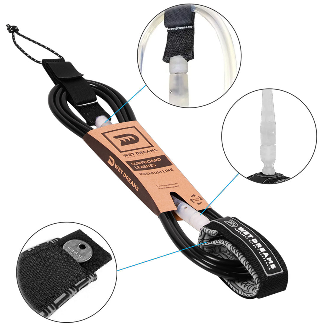 Leash Wet Dreams Premium Line 10' x 8mm Preto