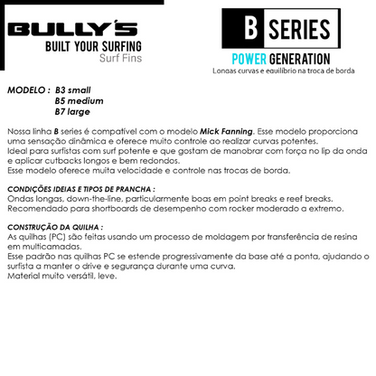 Bullys B3 Tri-Fin Set FCS II Performance Core Imported - Small