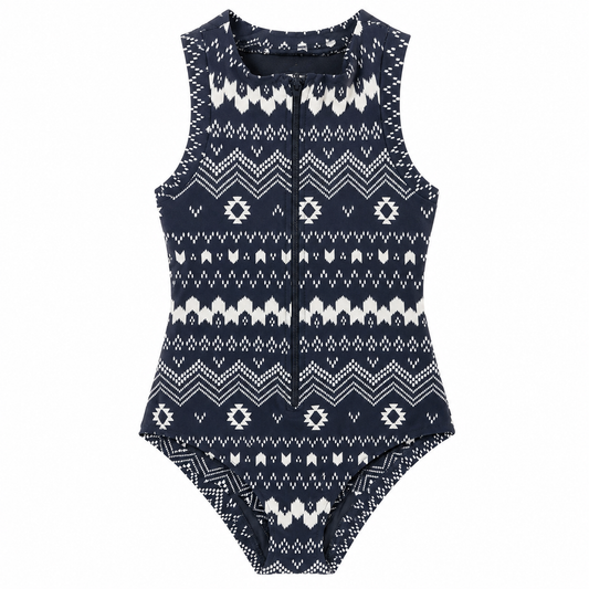 Body Maiô Para Surf Lycra Rhaya Manga Curta - Navajo