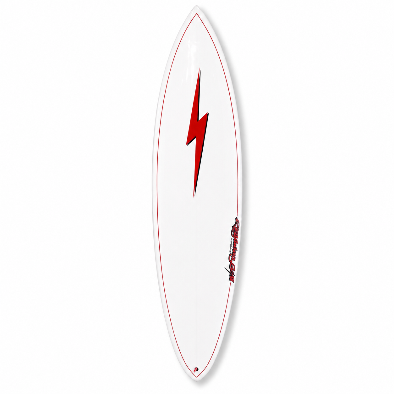 Prancha Lightning Bolt Pipeliner Mid Length PU - Branca/Vermelha
