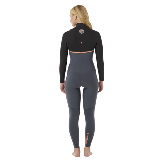Rip Curl Women's Long John 3/2mm E-Bomb Thermo Lining - Chest Zip Charcoal