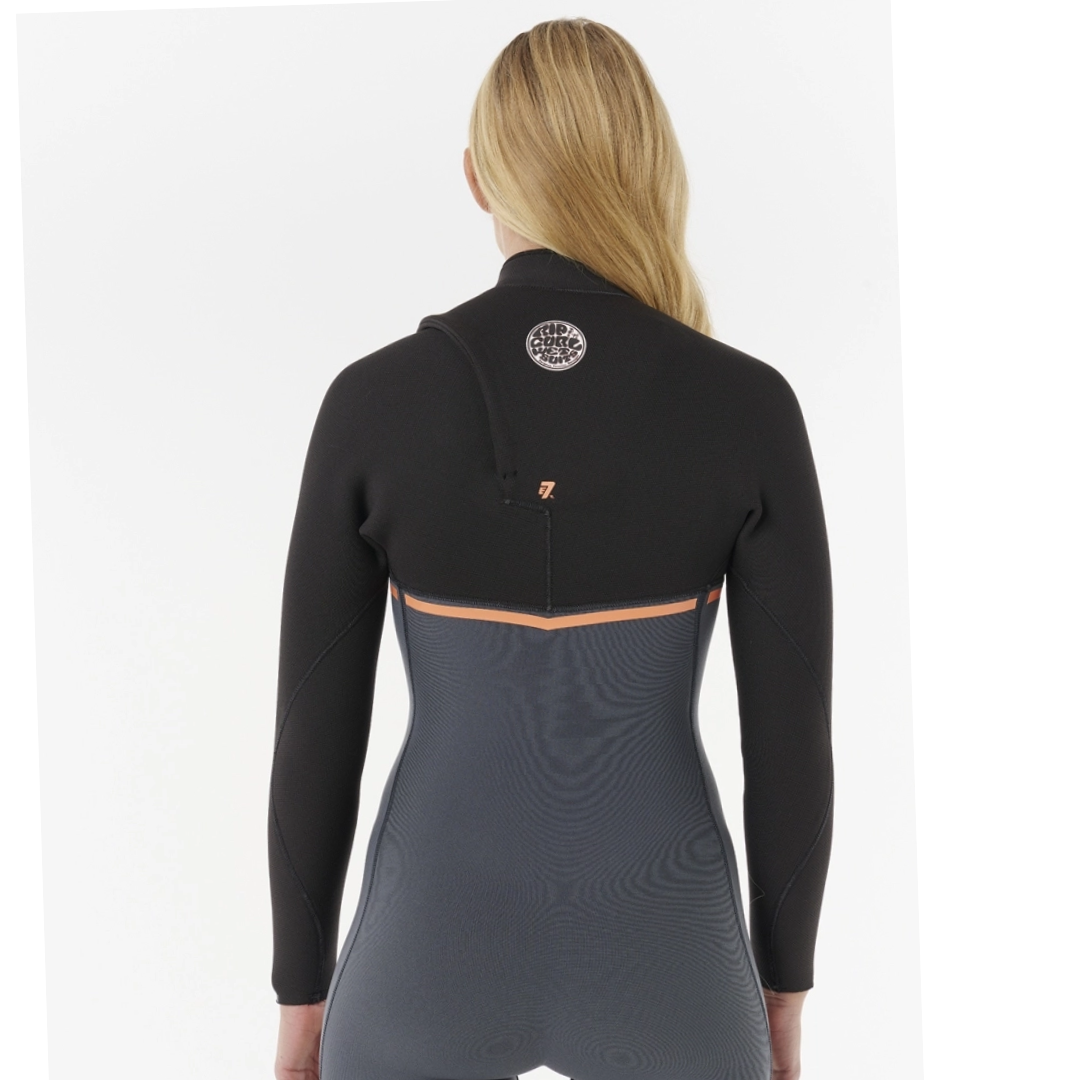 Rip Curl Women's Long John 3/2mm E-Bomb Thermo Lining - Chest Zip Charcoal