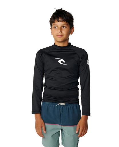 Lycra UV Manga Longa Rip Curl Icons of Surf Juvenil Black