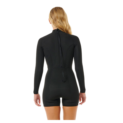 Rip Curl Short John Feminino G-Bomb 2mm Manga Longa Back Zip Black