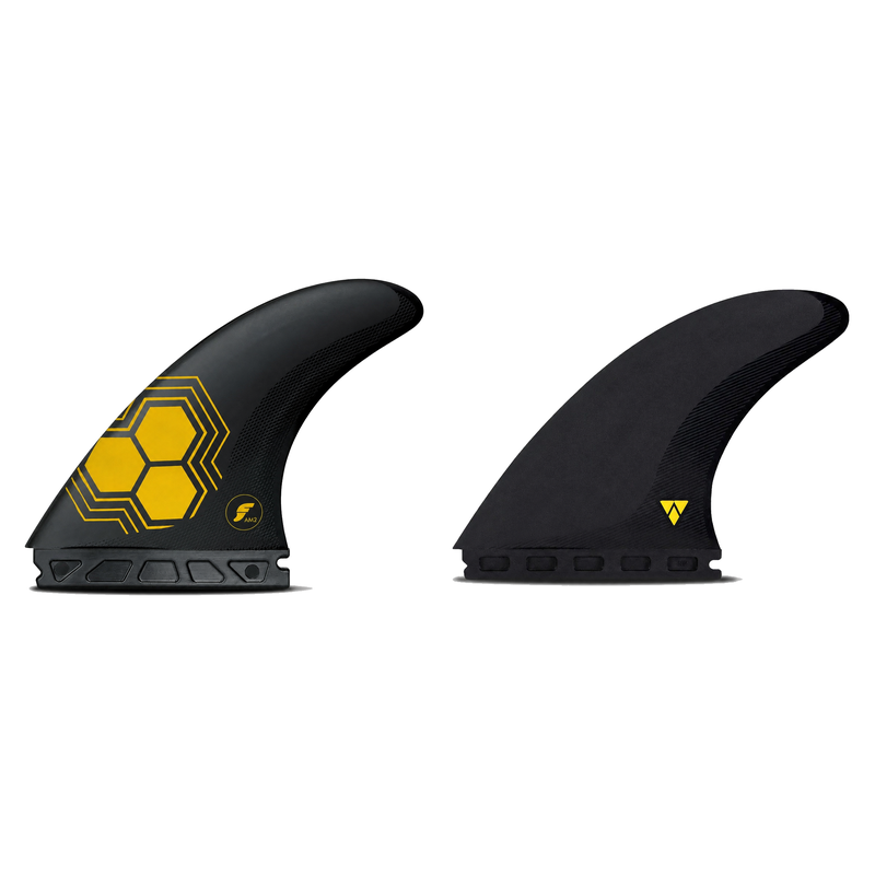 Quilha Future Fins AM2 Thuster - Alpha Carbon/Amarelo