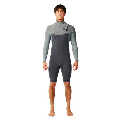 Rip Curl Short John E-Bomb E7 2/2mm Manga Longa Zip Free Charcoal Grey
