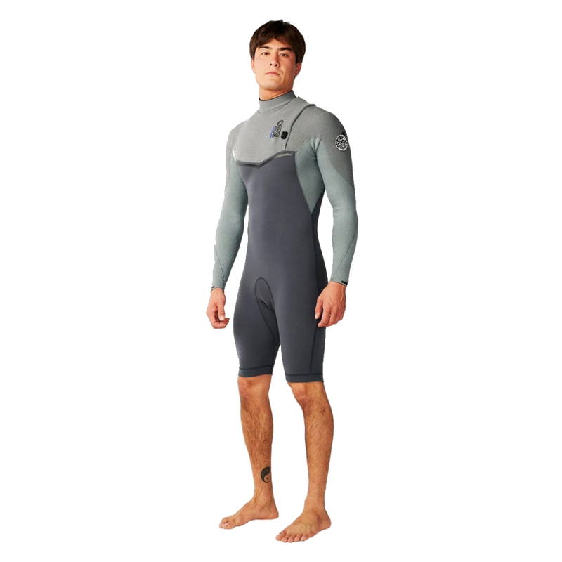 Rip Curl Short John E-Bomb E7 2/2mm Manga Longa Zip Free Charcoal Grey
