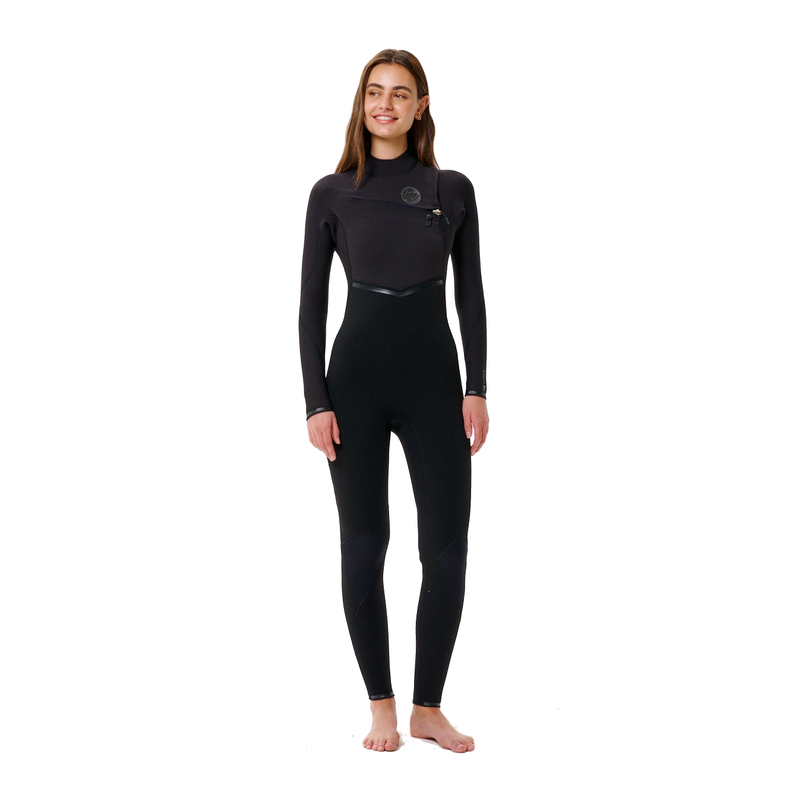 Rip Curl Long John Feminino E-Bomb 3/2mm Manga Longa Chest Zip Black