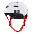 Capacete Niggli Pro - Branco Brilho Fita Vermelha