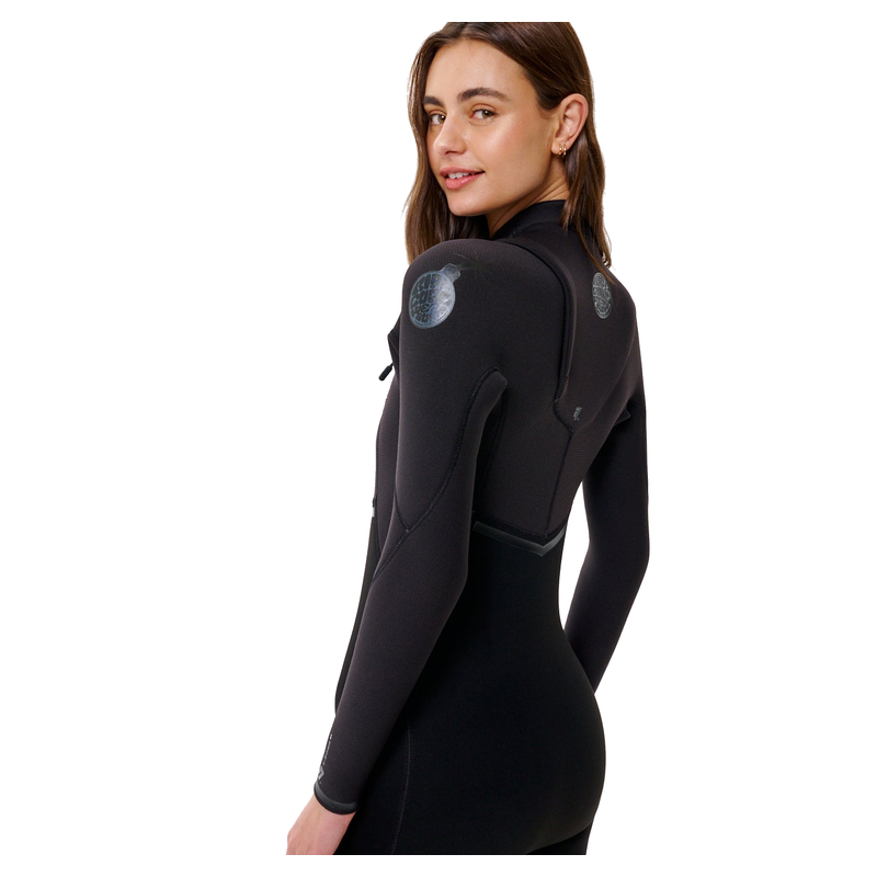 Rip Curl Long John Feminino E-Bomb 3/2mm Manga Longa Chest Zip Black