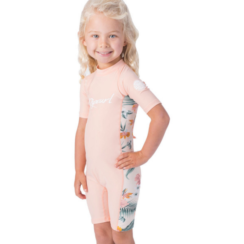 Lycra Kids Feminina Rip Curl Short John com Manga Comprida Proteção UV +50
