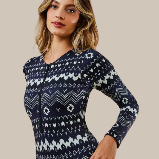 Body Maiô Para Surf Lycra Rhaya Manga Longa - Navajo