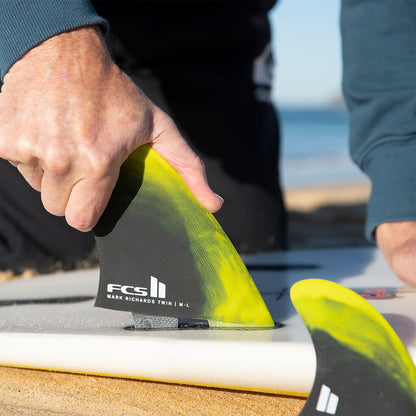 Quilha FCS II MR Mark Richards Twin com Estabilizadora Cyber Lime Preto