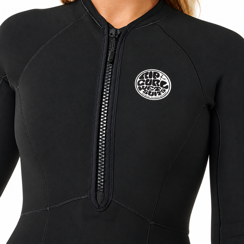 Rip Curl Short John Feminino G-Bomb 1.5mm Manga Longa Front Zip Black