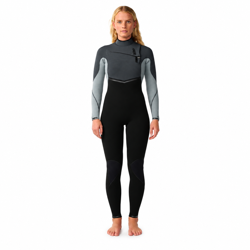 Rip Curl Long John Feminino E-Bomb 3/2mm Manga Longa Chest Zip Grey