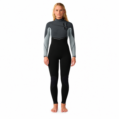 Rip Curl Long John Feminino E-Bomb 3/2mm Manga Longa Chest Zip Grey