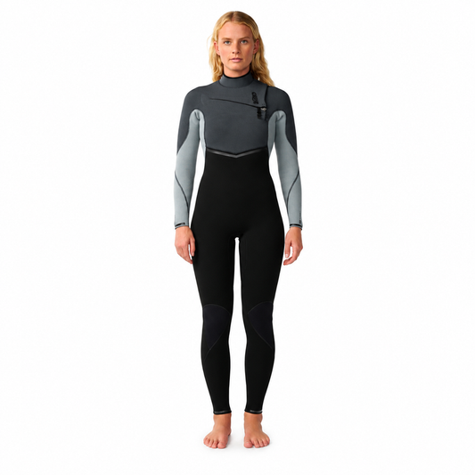 Rip Curl Long John Feminino E-Bomb 3/2mm Manga Longa Chest Zip Grey