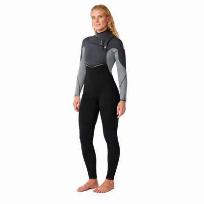 Rip Curl Long John Feminino E-Bomb 3/2mm Manga Longa Chest Zip Grey