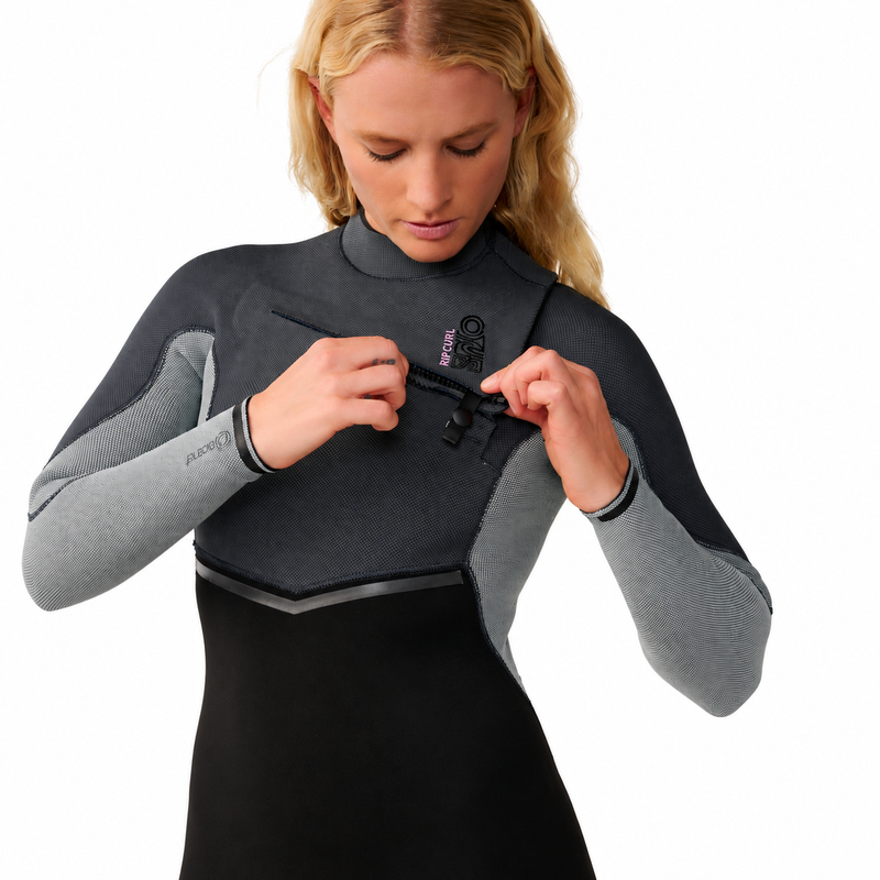 Rip Curl Long John Feminino E-Bomb 3/2mm Manga Longa Chest Zip Grey