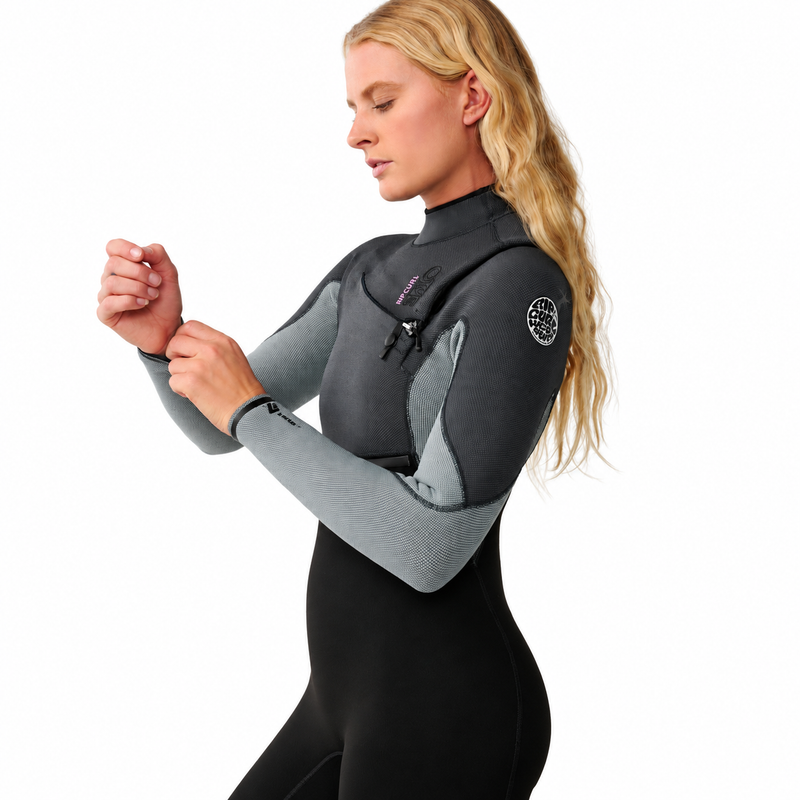 Rip Curl Long John Feminino E-Bomb 3/2mm Manga Longa Chest Zip Grey